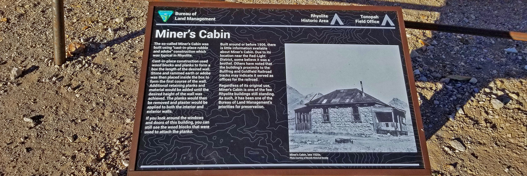 Miner's Cabin Interpretive Sign | Rhyolite Ghost Town | Death Valley Area, Nevada