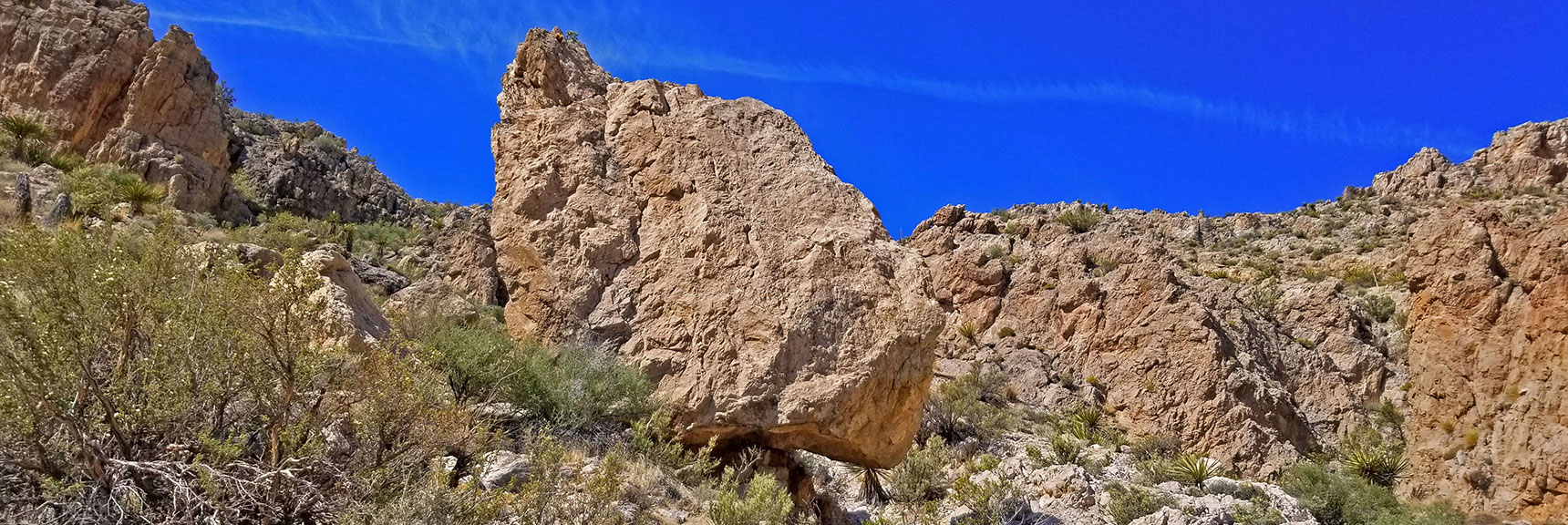 Wicked Balancing Rock in Wicked Gardens Area | Little La Madre Mt, Little El Padre Mt, Little Burnt Peak | Near La Madre Mountains Wilderness, Nevada