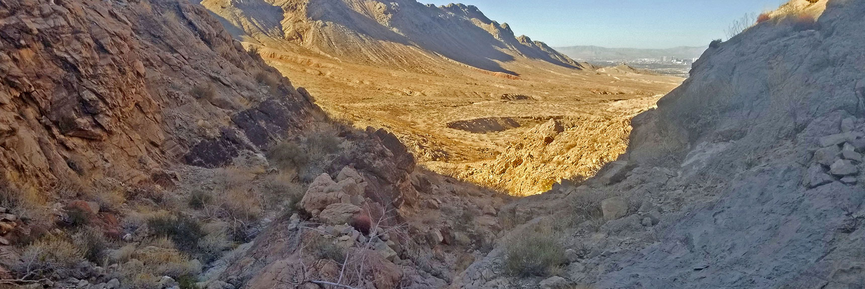 View Down "Cairn Wash" Toward Vegas Strip | Sunrise Mountain, Las Vegas, Nevada