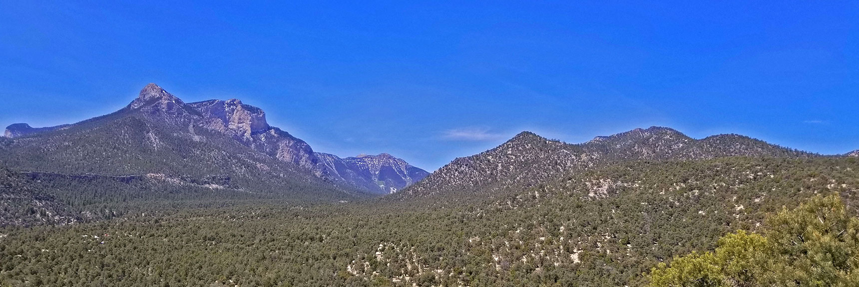 Mummy's Head and 3 Hills to Right That Mark the Sawmill Trailhead Location. Continue Toward Those Hills. | Pinyon Pine Loop Trail | Sawmill Trailhead | Lee Canyon | Mt Charleston Wilderness | Spring Mountains, Nevada