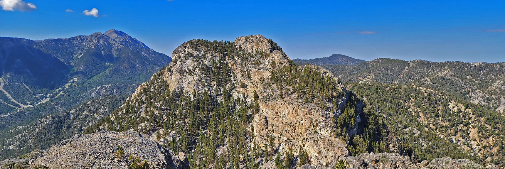 Sisters South, Charleston Pea and Lee Peak from Sisters North Summit | Sisters North | Lee Canyon | Mt Charleston Wilderness | Spring Mountains, Nevada