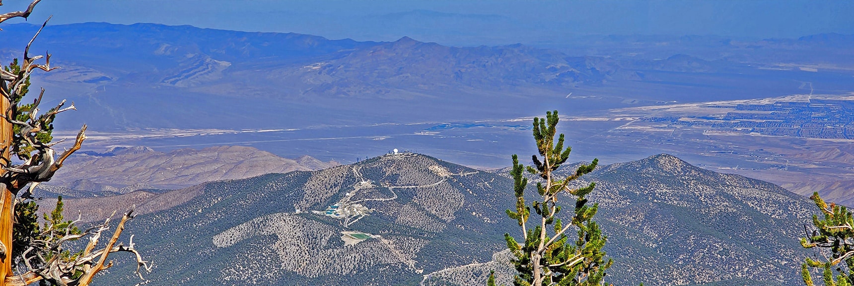 Angel Peak (Gass Peak and North Vegas Valley Background) from Descent Chute | Mummy Mountain Grand Crossing | Lee Canyon to Deer Creek Road | Mt Charleston Wilderness | Spring Mountains, Nevada |