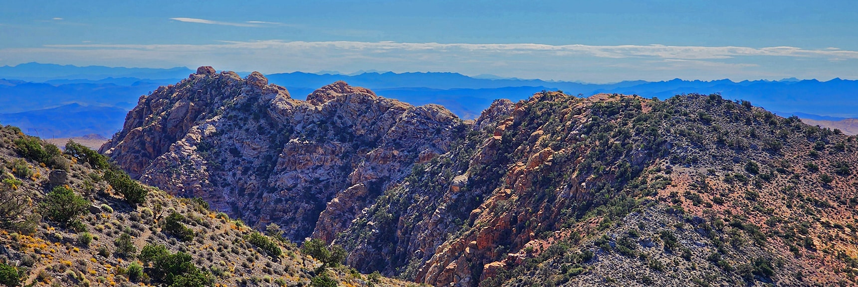 Final Descent Then a Re-ascent to Hollow Rock Peak Ahead | Hollow Rock Peak | Rainbow Mountain Wilderness, Nevada