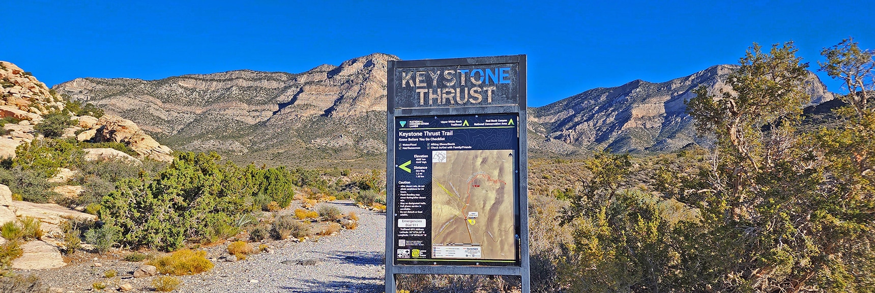 Head Toward the Keystone Thrust Trail. The Thrust is the Cliff Ahead | Kyle Canyon Grand Crossing | Southern Half | Red Rock Canyon National Conservation Area, Nevada