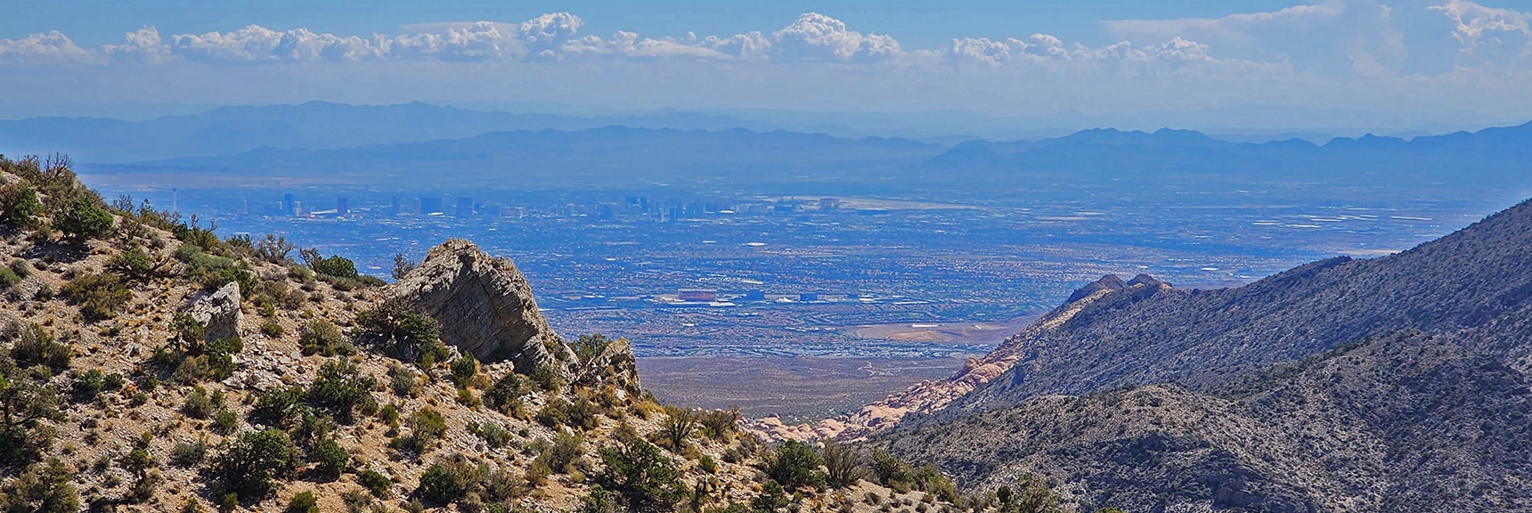Las Vegas Valley and Strip in Distance | Kyle Canyon Grand Crossing | Southern Half | Red Rock Canyon National Conservation Area, Nevada