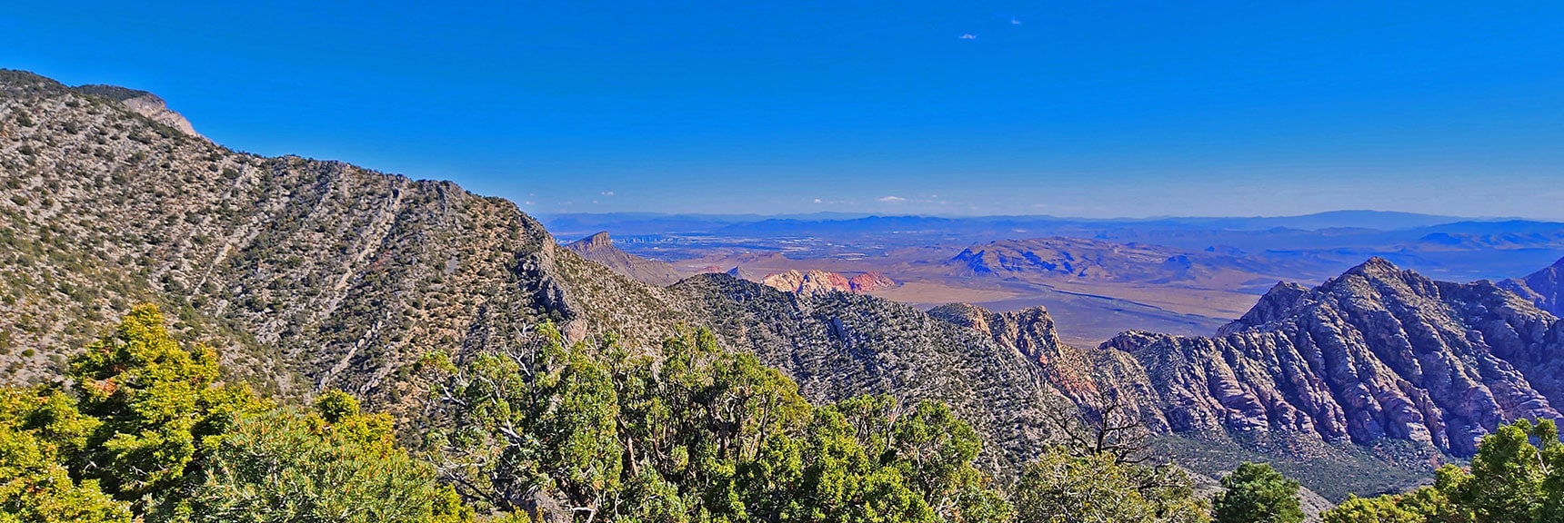 Tip of Turtlehead Peak (Left) with Las Vegas Valley Background | Keystone Thrust West Summit Above White Rock Mountain | La Madre Mountains Wilderness, Nevada