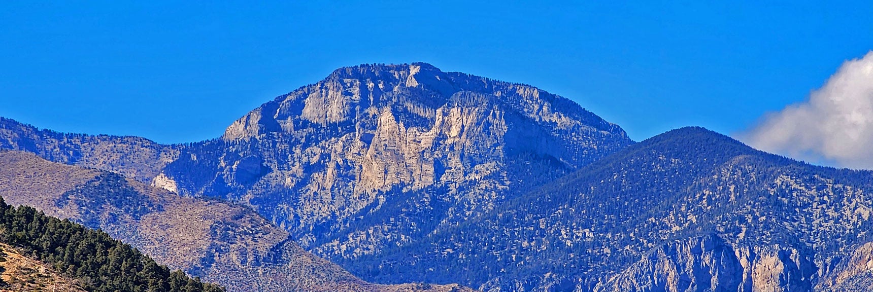 Mummy's Toe, Fletcher Peak. Background Mummy Summit. | Keystone Thrust West Summit Above White Rock Mountain | La Madre Mountains Wilderness, Nevada