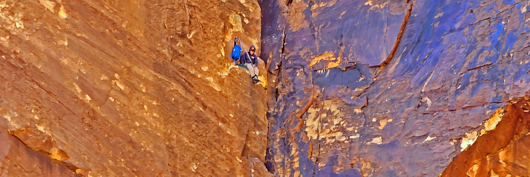 Another High Ledge Offers a Resting Point for Lead Climber. | Rock Climber Observations | Pine Creek Canyon | Rainbow Mountain Wilderness, Nevada