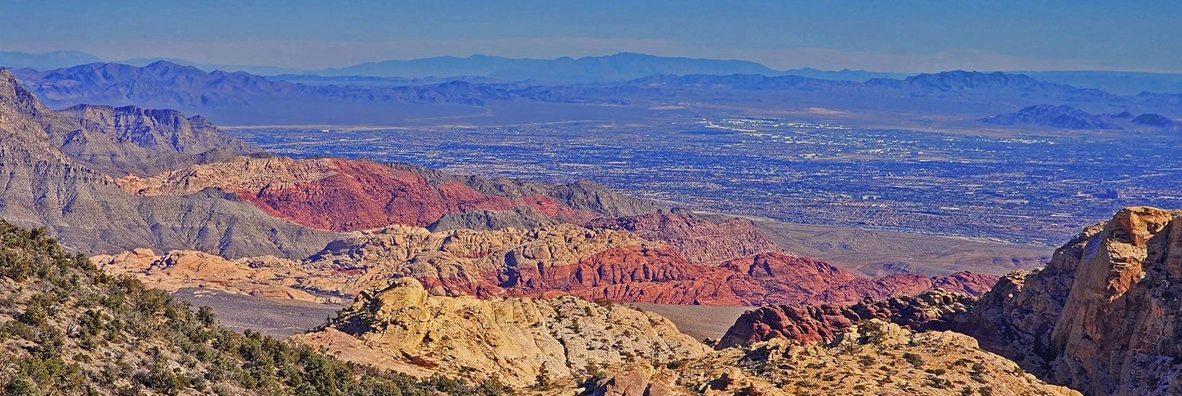Red Rock Canyon, Las Vegas Valley and the Mountains Beyond | Mid Upper Crest Ridgeline | Rainbow Mountain Wilderness, Nevada