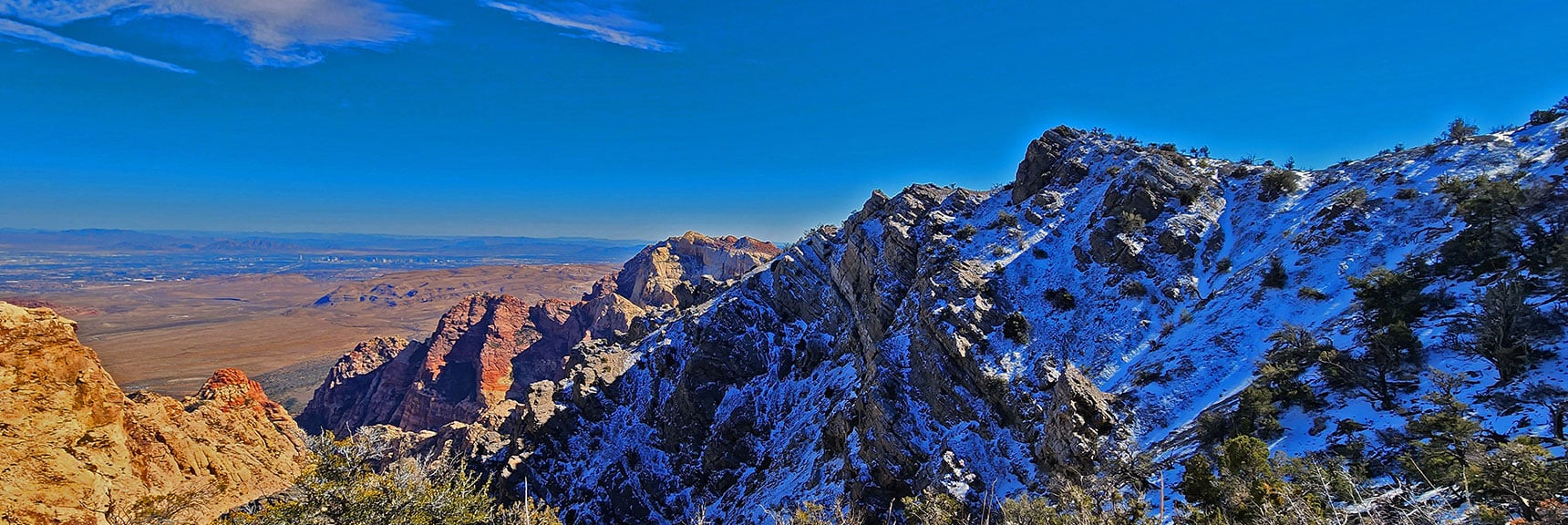 Ridgeline Skirts the Upper Edge of Cliffs Ahead | Mid Upper Crest Ridgeline | Rainbow Mountain Wilderness, Nevada