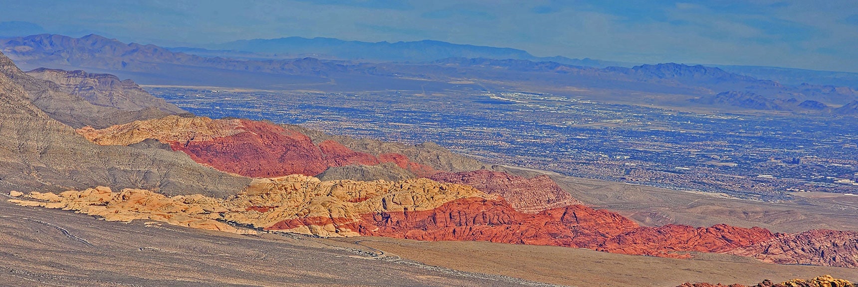 Larger View of Las Vegas Valley and Beyond. | North Upper Crest Ridgeline | Rainbow Mountain Wilderness, Nevada