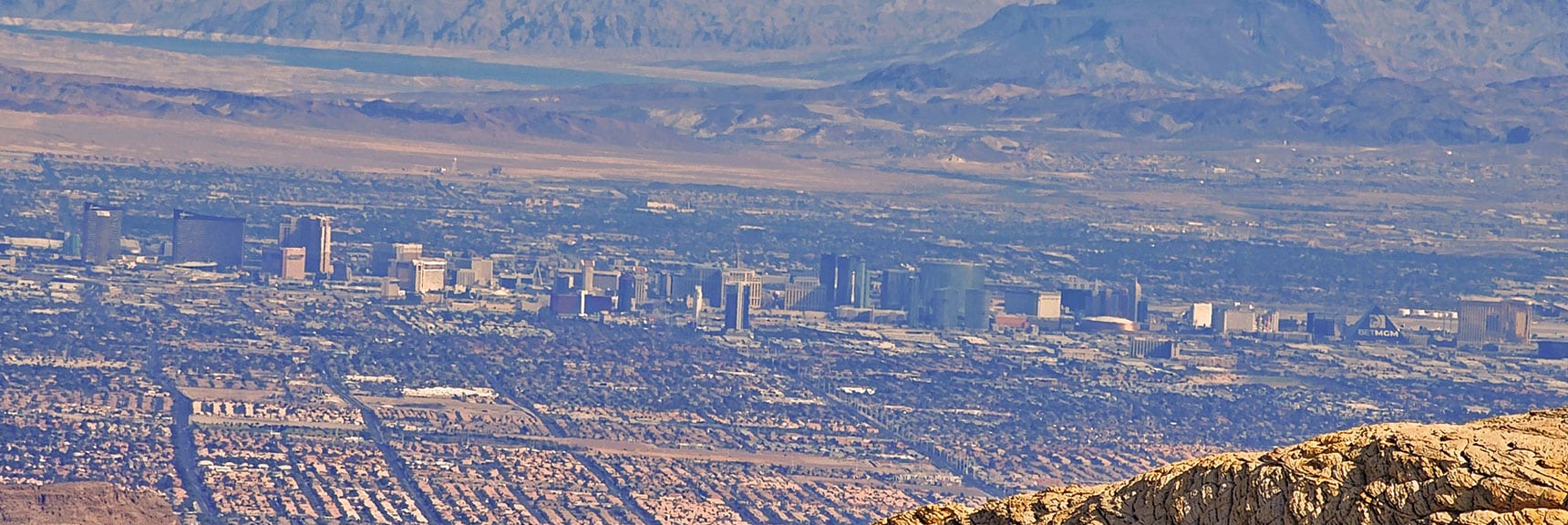 South End of Vegas Strip from North Peak | North Upper Crest Ridgeline | Rainbow Mountain Wilderness, Nevada
