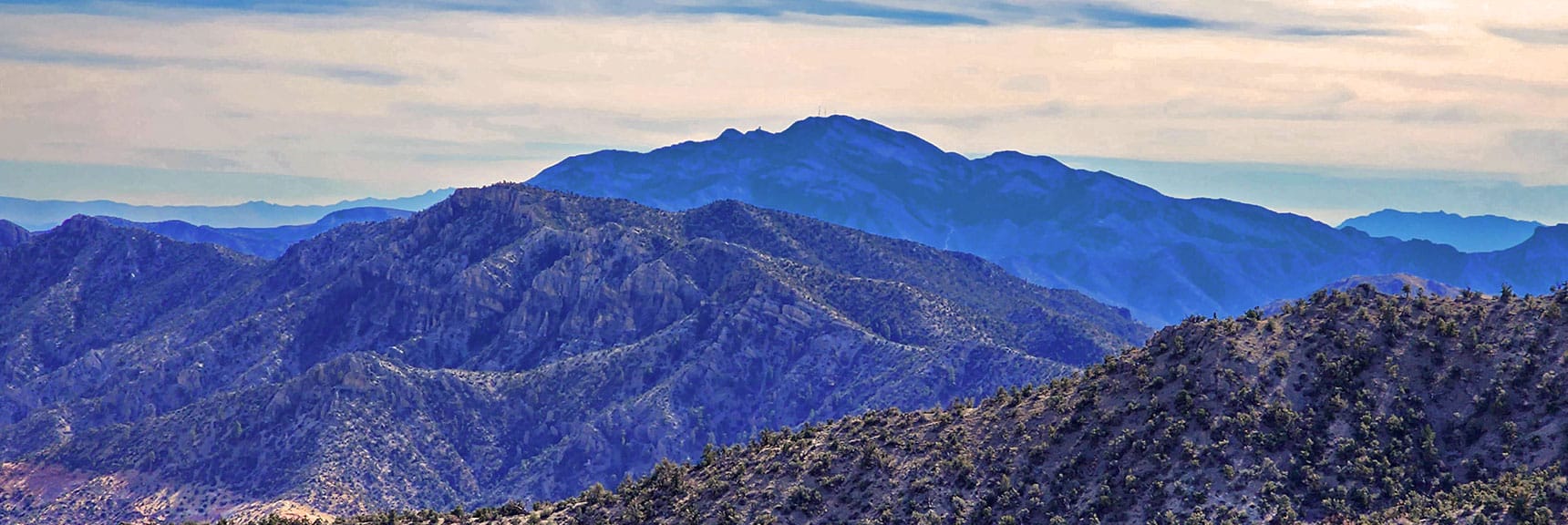 Southern Ridgeline with Potosi Mountain Background from North Peak | North Upper Crest Ridgeline | Rainbow Mountain Wilderness, Nevada