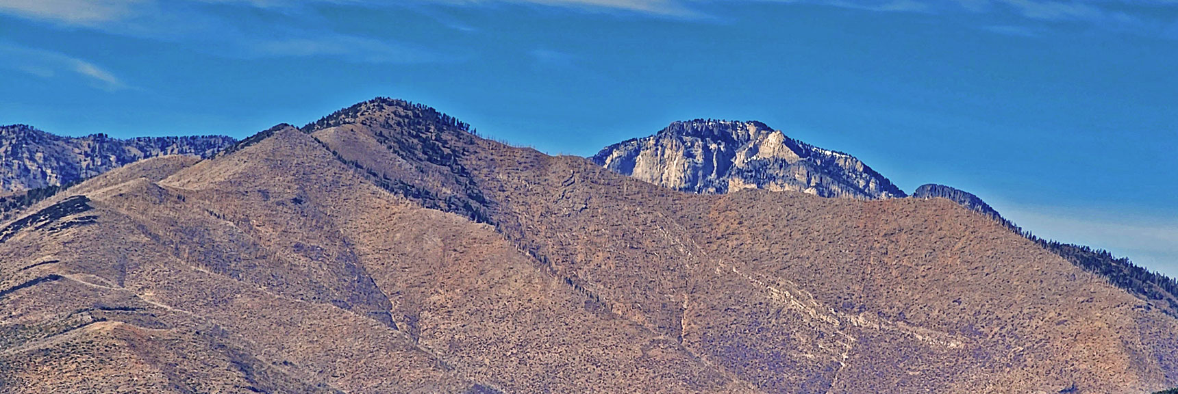 Harris Mountain (Left). Tip of Mummy Mountain Behind to the Right. | North Upper Crest Ridgeline | Rainbow Mountain Wilderness, Nevada