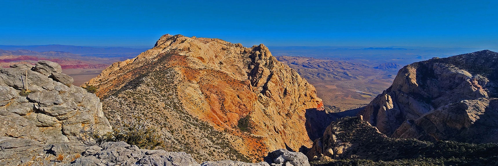 Mt Wilson Over Sheer Cliff Edge on Ridgeline | Rainbow Mountains Mid Upper Crest Ridgeline from Lovell Canyon, Nevada