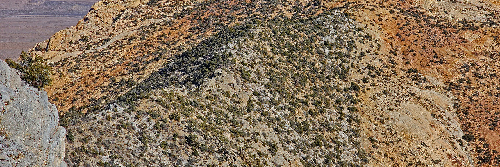 Zoom in on Mt. Wilson Approach Ridge. | Rainbow Mountains Mid Upper Crest Ridgeline from Lovell Canyon, Nevada