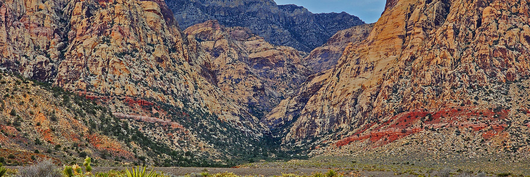 Will Take the North Trail into Oak Creek Canyon, Skirting Rainbow Mt. Base (right) | Oak Creek Canyon North Branch Toward Rainbow Mountains Upper Crest Ridgeline | Rainbow Mountain Wilderness, Nevada