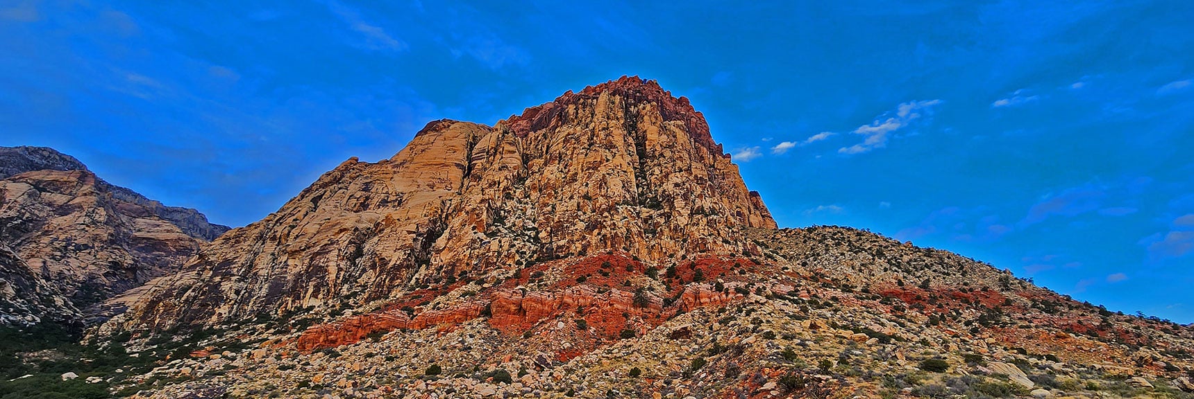 Southeastern View of Rainbow Mountain from the Canyon Entrance | Oak Creek Canyon North Branch Toward Rainbow Mountains Upper Crest Ridgeline | Rainbow Mountain Wilderness, Nevada