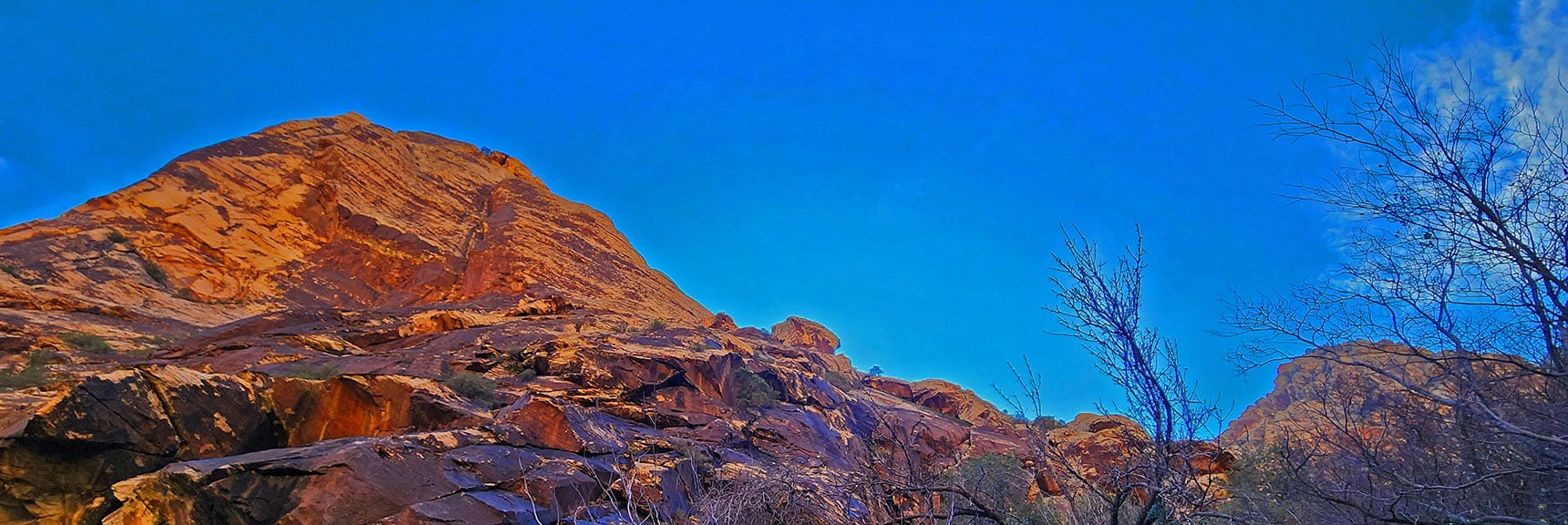 Aztec Red Rock Glows in the Afternoon Sunlight | Oak Creek Canyon North Branch Toward Rainbow Mountains Upper Crest Ridgeline | Rainbow Mountain Wilderness, Nevada