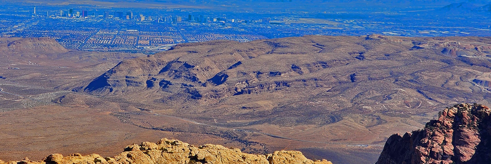 Blue Diamond Hill from Rainbow Mountains Upper Crest Ridgeline | Blue Diamond Hill | Red Rock Canyon, Nevada