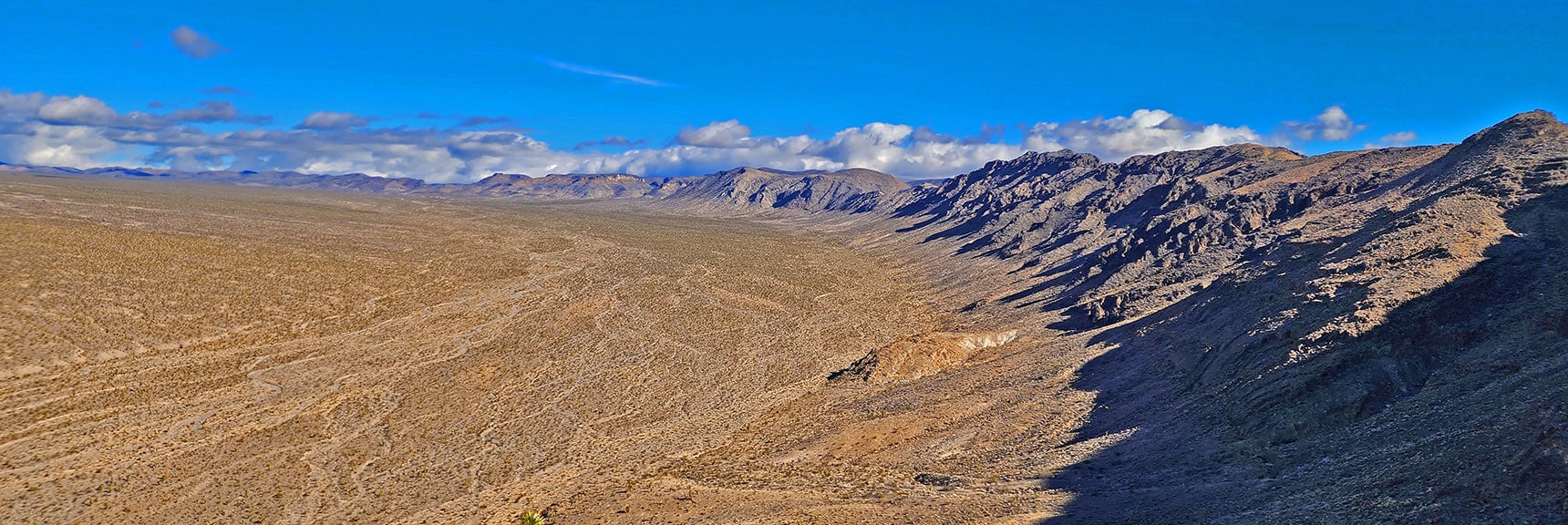 The Long, Crescent Span of Fossil Ridge Stretching East | Fossil Ridge Far East | Desert National Wildlife Refuge, Nevada
