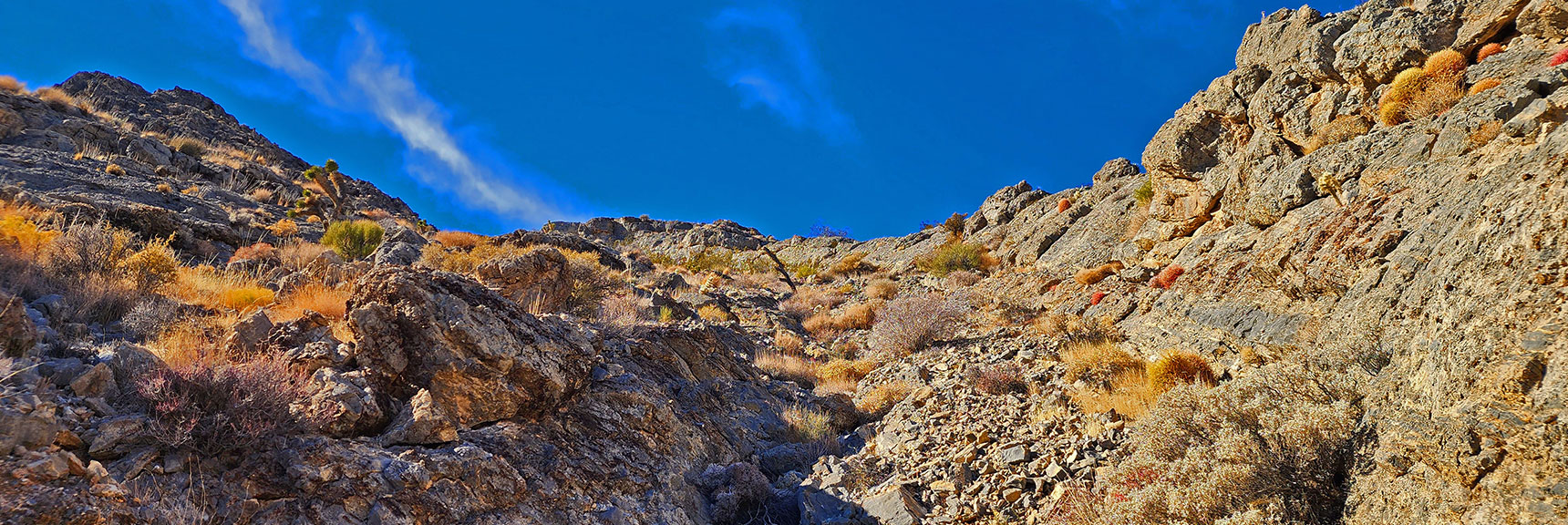Continuing to Ascend Gully. Nearing the Ridgeline Summit. | Fossil Ridge Far East | Desert National Wildlife Refuge, Nevada