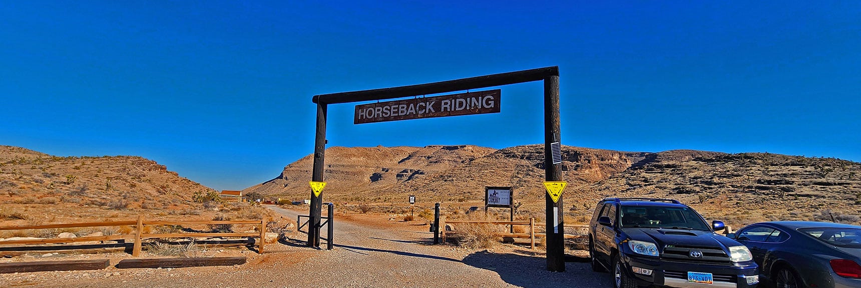 Fossil Canyon Trailhead and Entrance to Cowboy Trail Rides | Eastern Outer Circuit | Blue Diamond Hill | Red Rock Canyon, Nevada