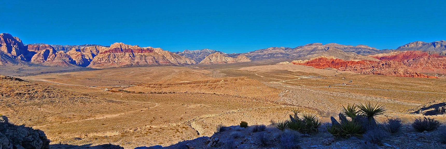 Larger View of Red Rock Canyon. Rainbow Mts. Keystone Thrust Cliffs, Calico Hills | Eastern Outer Circuit | Blue Diamond Hill | Red Rock Canyon, Nevada
