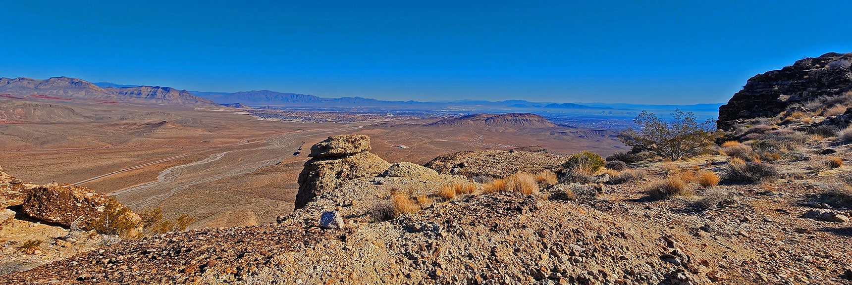 Many Rock Pillars Along the Way. Las Vegas Valley Far Background | Eastern Outer Circuit | Blue Diamond Hill | Red Rock Canyon, Nevada