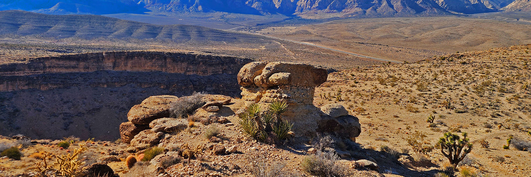 Composite Rock Pillars on Bone Shaker Trail Ridge, Cowboy Canyon Background | Eastern Outer Circuit | Blue Diamond Hill | Red Rock Canyon, Nevada