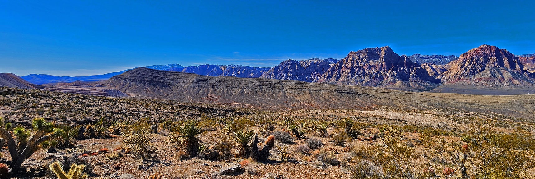 Far Western Ridge to Backdrop of Indecision Peak, Mt. Wilson and Rainbow Mt. | Western Trails and Ridges | Blue Diamond Hill | Red Rock Canyon, Nevada