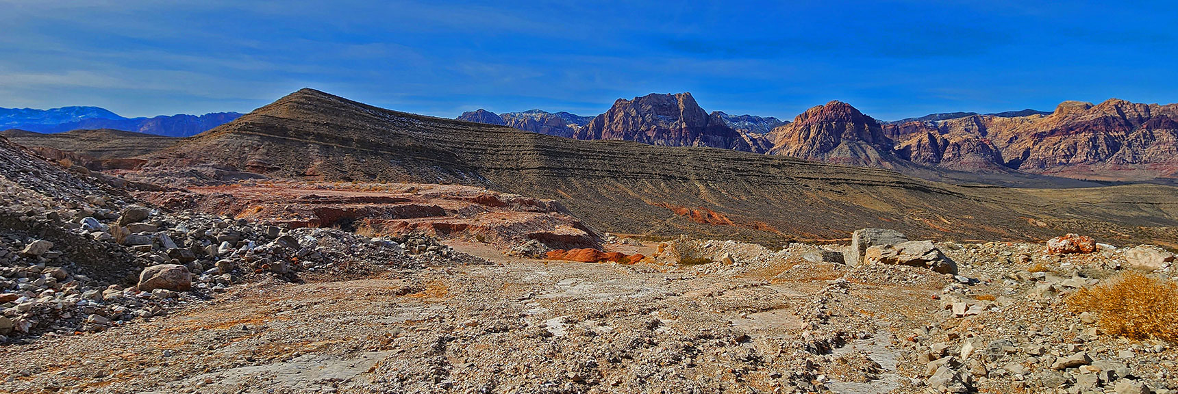 Looking Back to the Western Ridgeline While Ascending Through Mining Operation | Western Outer Circuit | Blue Diamond Hill | Red Rock Canyon, Nevada