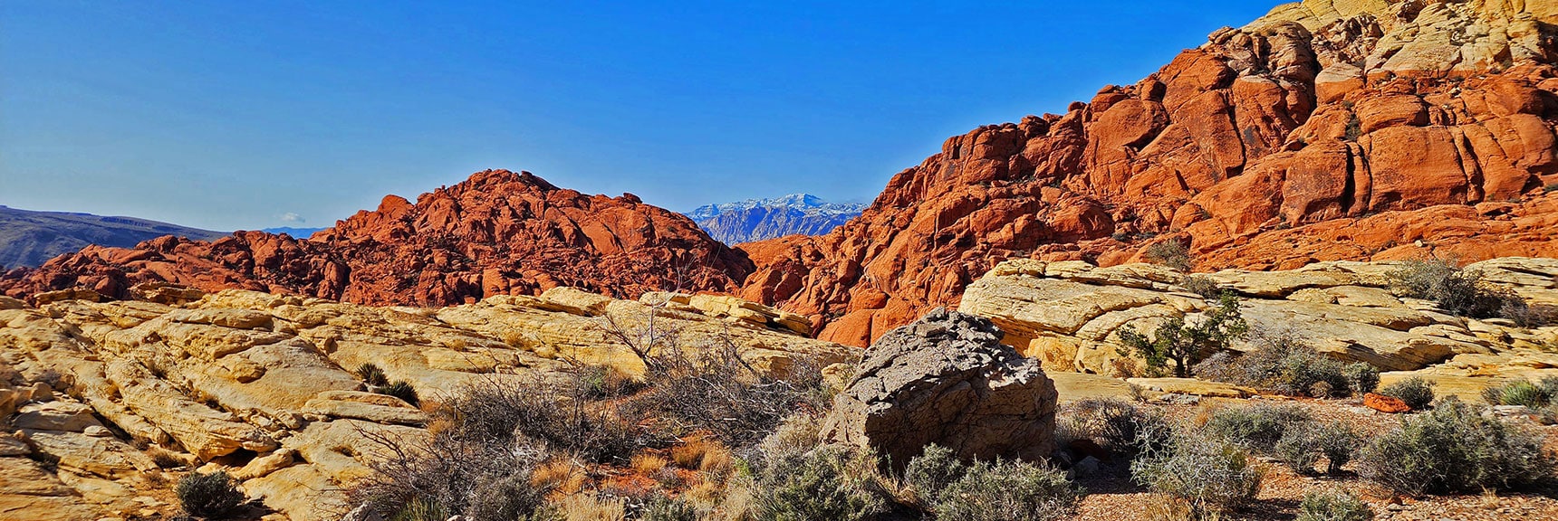 Beautiful Calico Hills on Ash Canyon Summit. Rainbow Mountains Background | Ash Canyon to Calico Tanks | Calico Basin and Red Rock Canyon, Nevada | David Smith | Las Vegas Area Trails