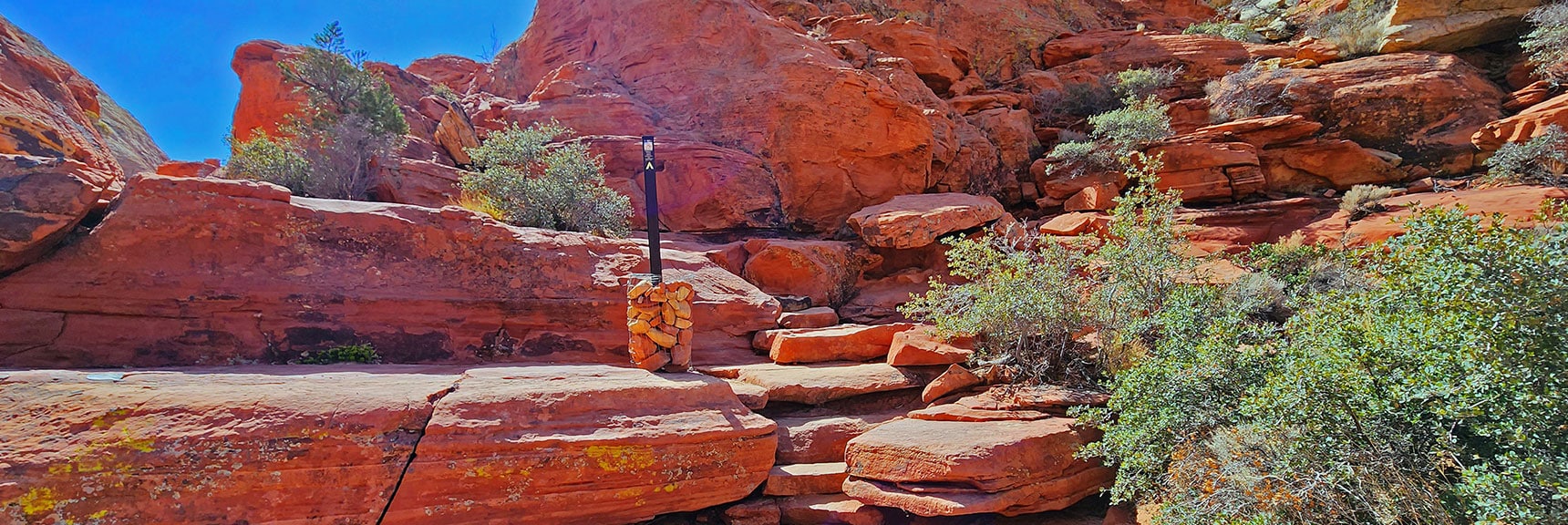 Artfully Placed Sandstone Stairways Aid the More Steep Ascents. a| Ash Canyon to Calico Tanks | Calico Basin and Red Rock Canyon, Nevada | David Smith | Las Vegas Area Trails