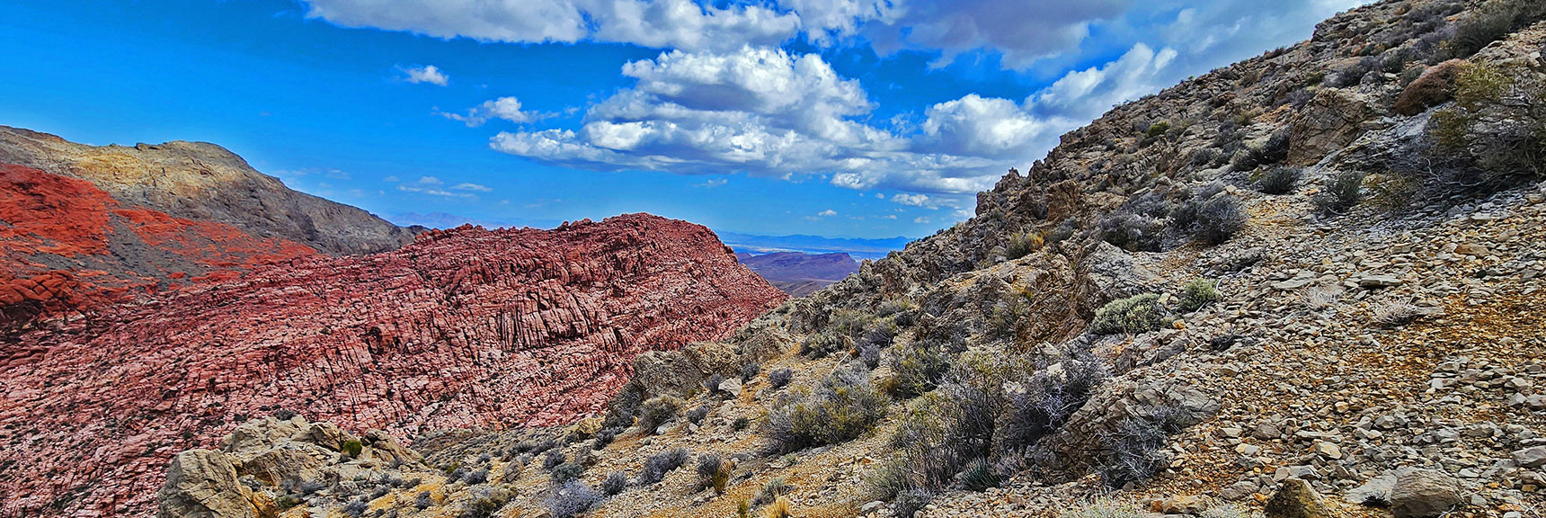 Pink Goblin Pass is Below the Pink Kraft Mt. Ahead | Ash Canyon to Calico Tanks | Calico Basin and Red Rock Canyon, Nevada | David Smith | Las Vegas Area Trails