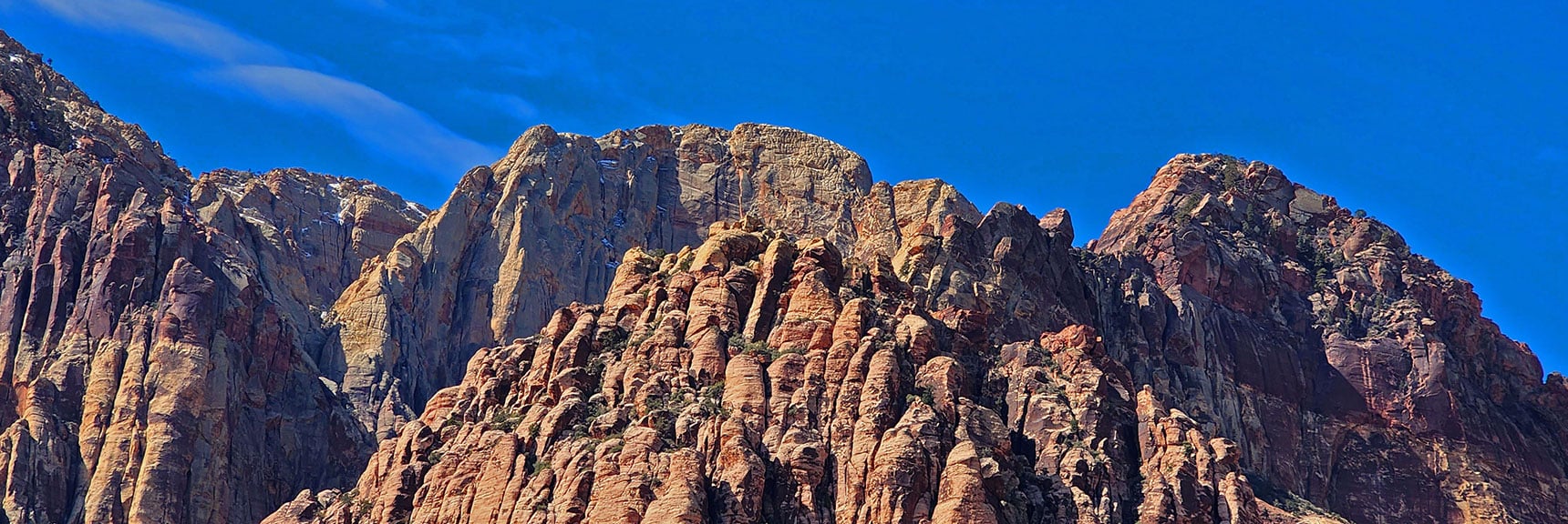 Juniper Peak Summit Area; Rainbow Wall Background | Dales Trail | Red Rock Canyon National Conservation Area, Nevada | David Smith | LasVegasAreaTrails.com