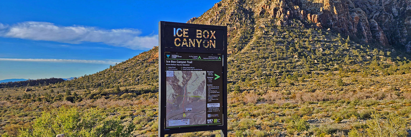 Ice Box Canyon Entrance Sign At Trailhead | Ice Box Canyon | Red Rock Canyon NCA, Nevada | Las Vegas Area Trails | David Smith