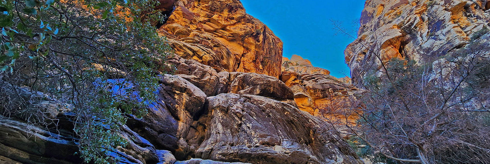 Canyon Walls Narrow. Soon Will Need to Scale a Few Boulders. Easy Class 3 Scrambling | Ice Box Canyon | Red Rock Canyon NCA, Nevada | Las Vegas Area Trails | David Smith