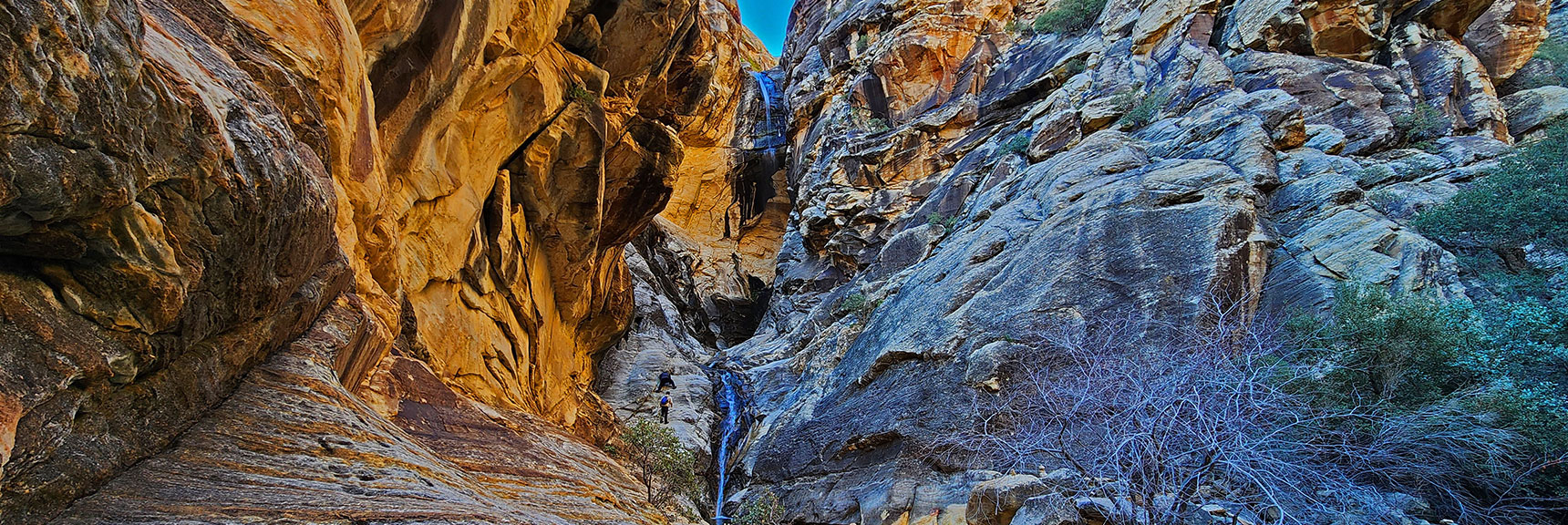 First View of Double Waterfall in the Upper Canyon. | Ice Box Canyon | Red Rock Canyon NCA, Nevada | Las Vegas Area Trails | David Smith