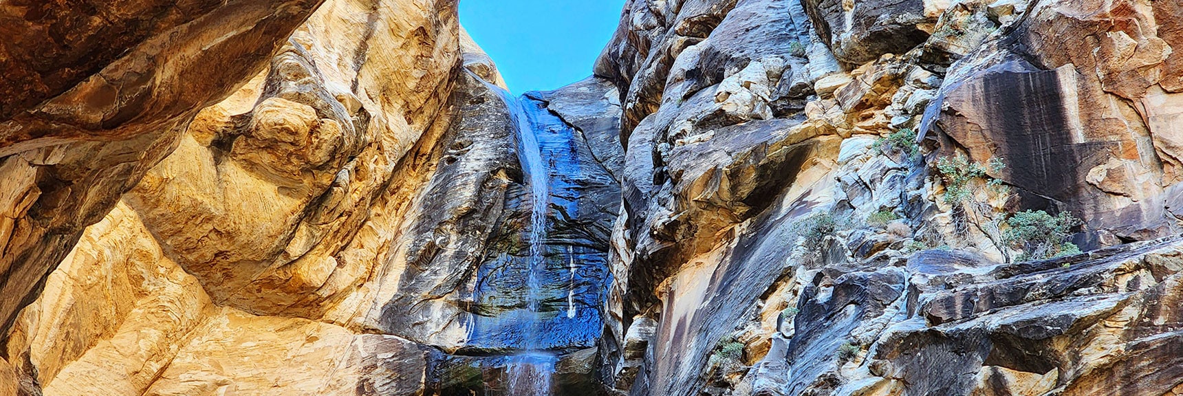 Upper Waterfall. Definite End to This Canyon Route for All But Expert Climbers | Ice Box Canyon | Red Rock Canyon NCA, Nevada | Las Vegas Area Trails | David Smith
