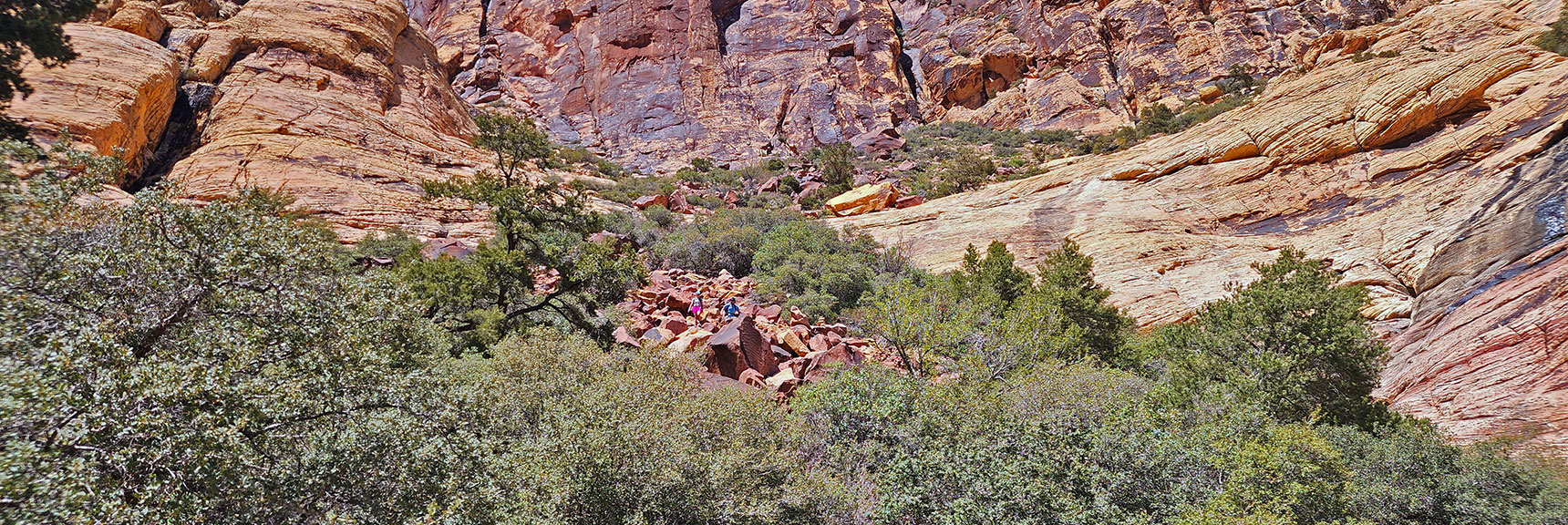 Larger View of Boulder Field and Sandstone Slab/Ridge Above. | Juniper Canyon | Red Rock Canyon National Conservation Area, Nevada | David Smith | LasVegasAreaTrails.com