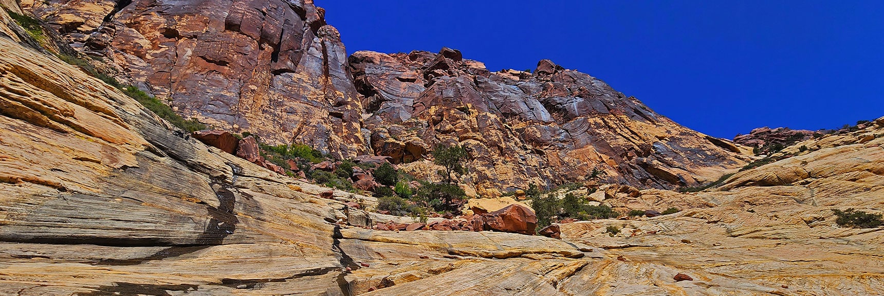 Ascent a Bit Steeper to Pass to Left of Boulder, But Little Exposure | Juniper Canyon | Red Rock Canyon National Conservation Area, Nevada | David Smith | LasVegasAreaTrails.com