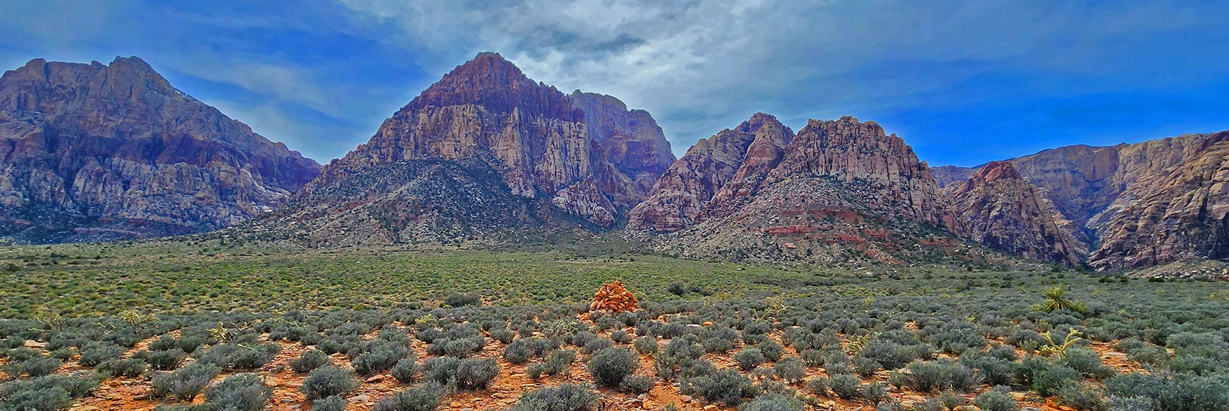 Huge Cairn Appears to Mark Spot Near the NW End of the Pine Creek Canyon Road | Historic Roads in Red Rock Canyon, Nevada | David Smith | LasVegasAreaTrails.com