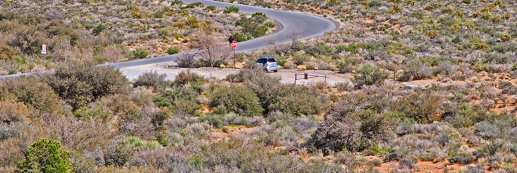 Standing on Lower Edge of Road. We're This Close to Oak Creek Rd/Scenic Drive Intersection | Historic Roads in Red Rock Canyon, Nevada | David Smith | LasVegasAreaTrails.com