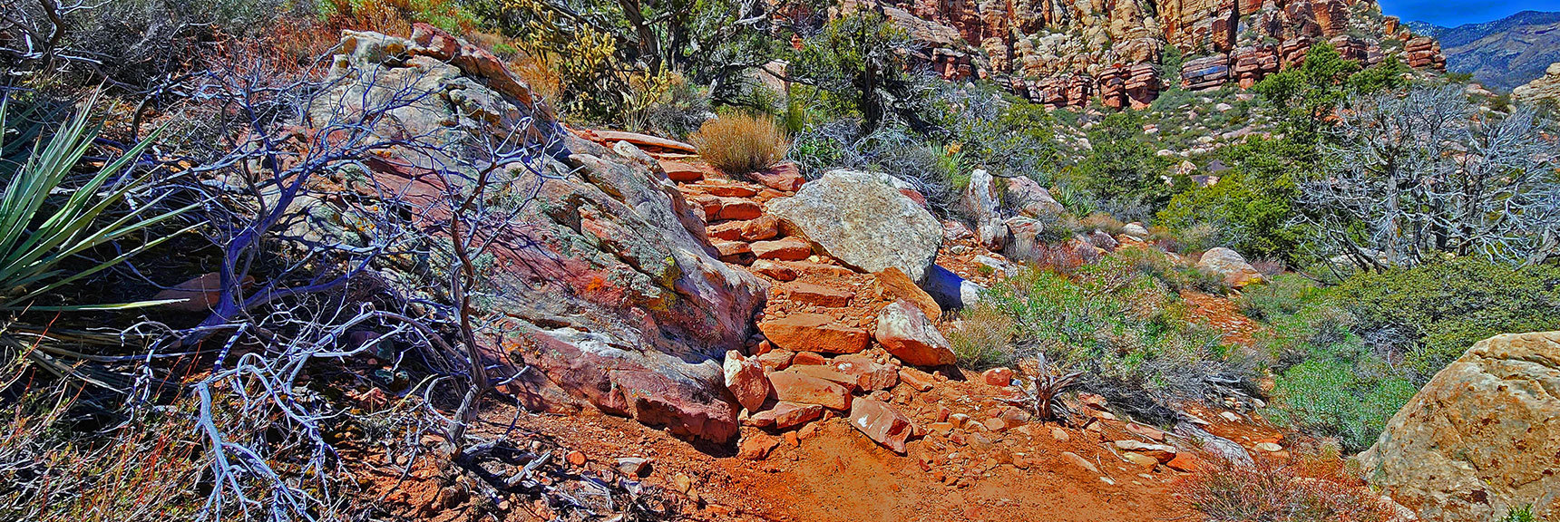 Colorful Artistic Sandstone Stairways Make Light Elevation Changes Even Easier | SMYC Trail | Red Rock Canyon National Conservation Area, Nevada | David Smith | LasVegasAreaTrails.com