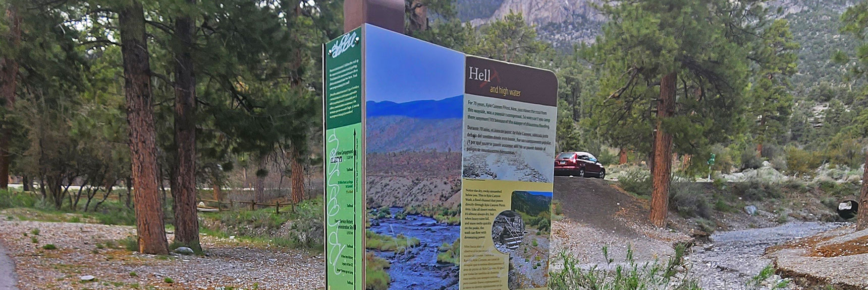 Flash Floods Once Wiped Out a Campground Below, Floods Caused 20 Deaths in an Arkansas Campground. | Acastus Trail | Mt Charleston Wilderness | Spring Mountains, Nevada