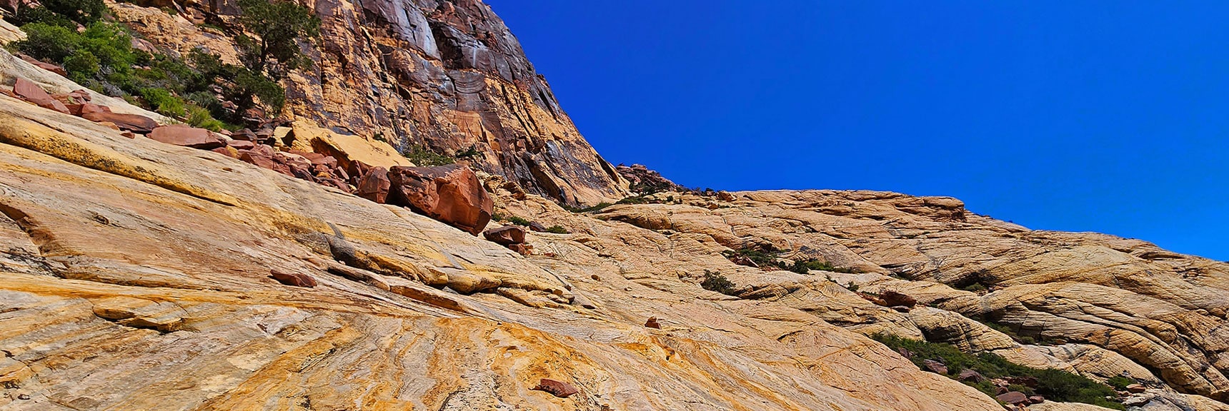 Reach Sandstone Ledge at Summit of Boulder Field | Juniper Peak Summit | Rainbow Mountain Wilderness, Nevada | David Smith, LasVegasAreaTrails.com