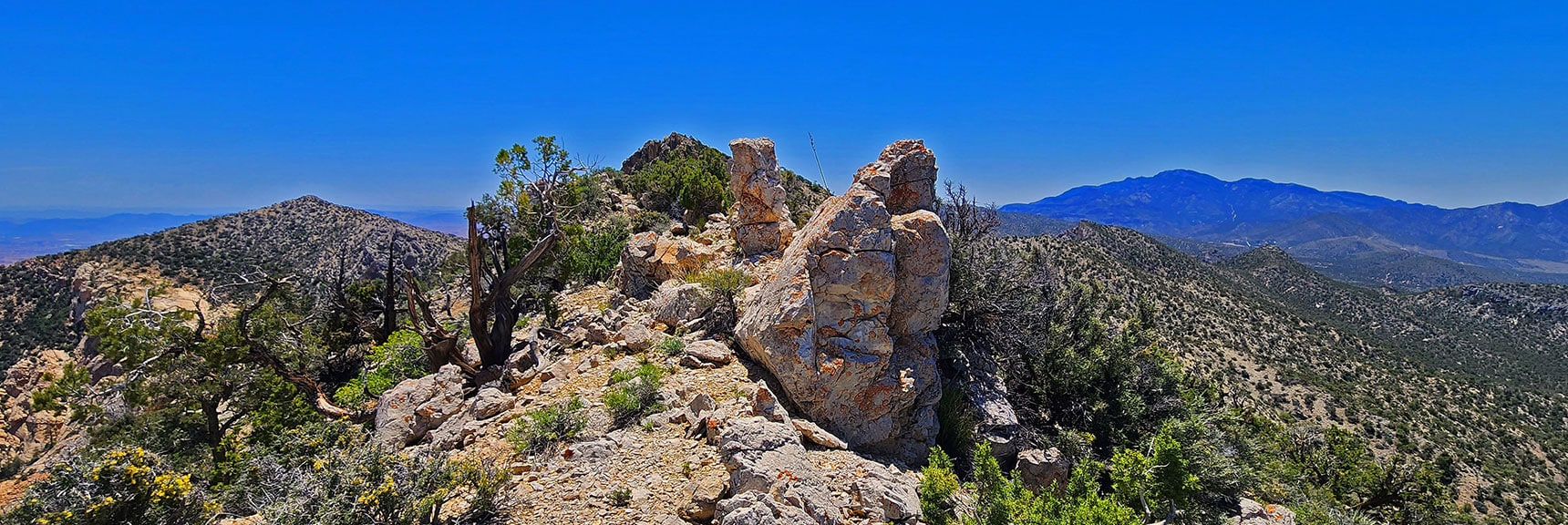 Rock Formations on Ridgeline Heading South | Mt Wilson to Hidden Peak | Upper Crest Ridgeline | Rainbow Mountain Wilderness, Nevada