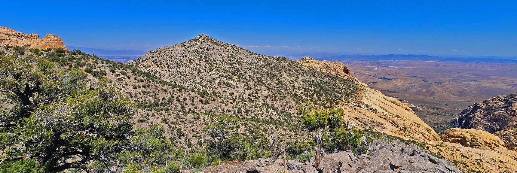 Indecision Peak Saddle Approach Ridge Looks Class 2 Until Sandstone Far Edge | Mt Wilson to Hidden Peak | Upper Crest Ridgeline | Rainbow Mountain Wilderness, Nevada