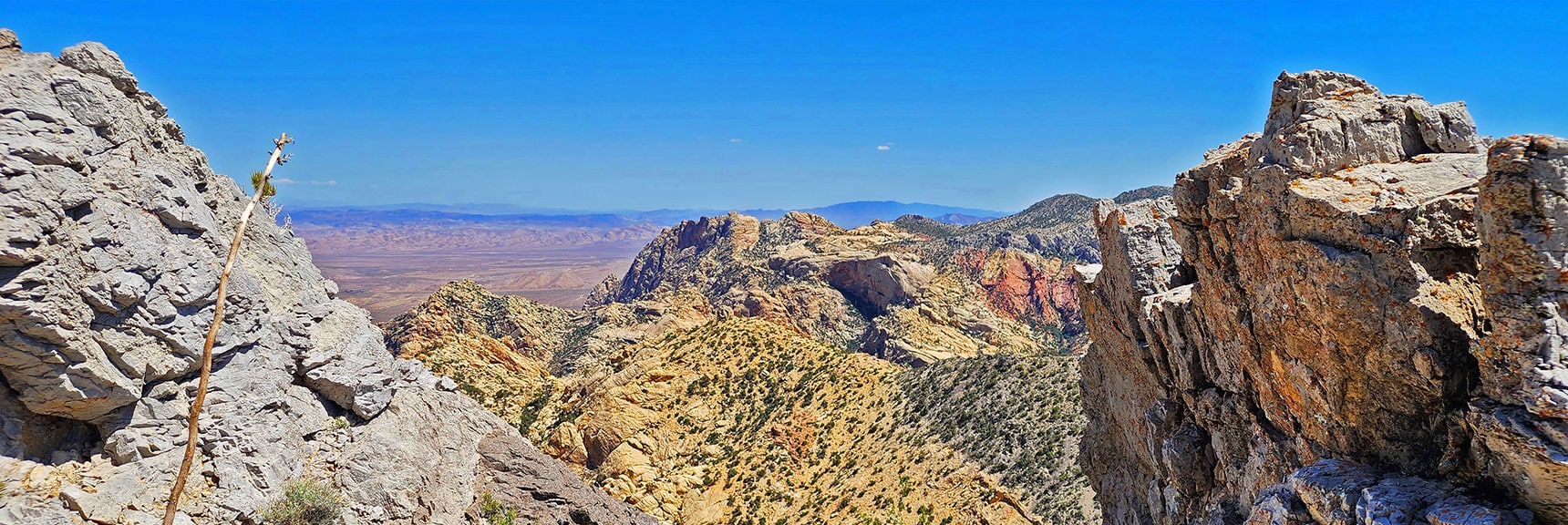 Hidden Peak and Monument Peak Framed by Ridgeline Pillars | Mt Wilson to Hidden Peak | Upper Crest Ridgeline | Rainbow Mountain Wilderness, Nevada